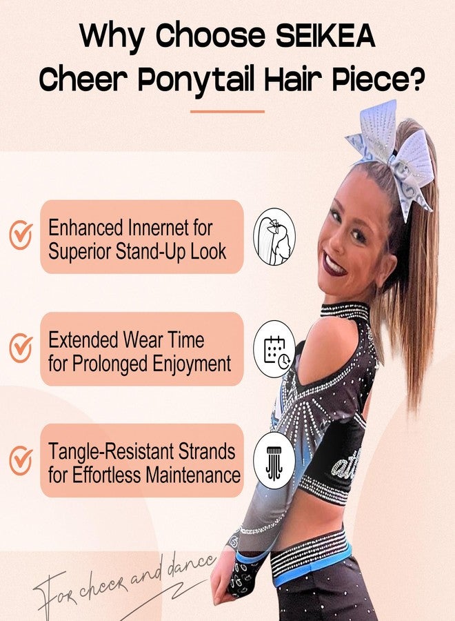 سيكيا وصلة شعر ذيل حصان للتشجيع من سيكيا، 18 بوصة، وصلة شعر مستقيمة للتشجيع، مثالية لمسابقات التشجيع والرقص والأزياء التنكرية، مظهر طبيعي ناعم للفتيات المراهقات، لون موكا ميلت - Image 3